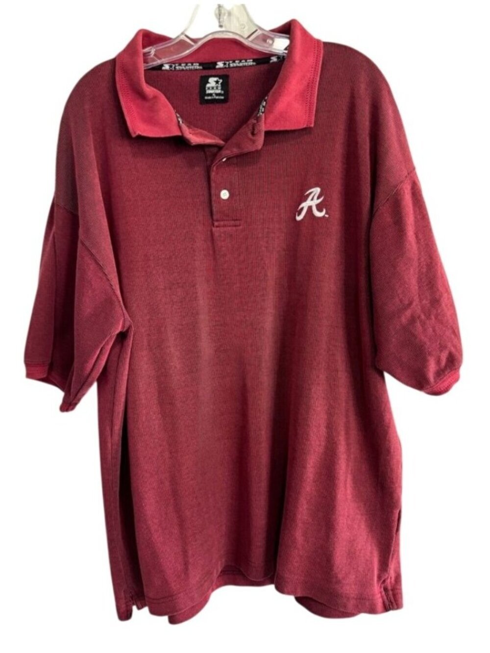 Team Starter Alabama Crimson Tide Short Sleeved Polo Shirt Red Stripe Men's XL